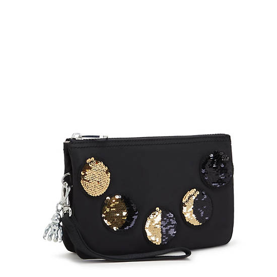 Bolsas Kipling Creativity Extra Large Metallic Wristlet Negros Dorados | MX 2065DF